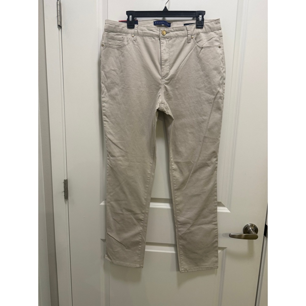 Bandolino Amy Modern Straight Leg Pants Beige Sand Tummy Slimming Size 14 NEW
